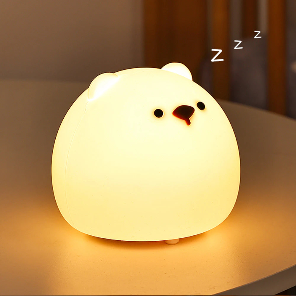 Led Night Light Child Silicone Light USB Rechargeable Touch Sensor Colorful Lamp for Kids Bedroom Bedside Touch Animal Bear Lamp