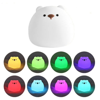 Led Night Light Child Silicone Light USB Rechargeable Touch Sensor Colorful Lamp for Kids Bedroom Bedside Touch Animal Bear Lamp